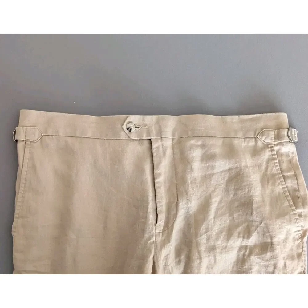 Quince Mens Linen Pants 34x30 Beige Linen Straight Leg Trouser Sustainable